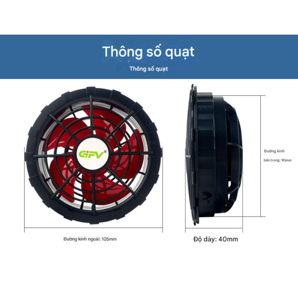 Áo điều hòa Gifv Chính Hãng. Pin 11-16 tiếng + Tặng thêm 1 dây kết nối và 2 túi đá khô - Hình ảnh 9